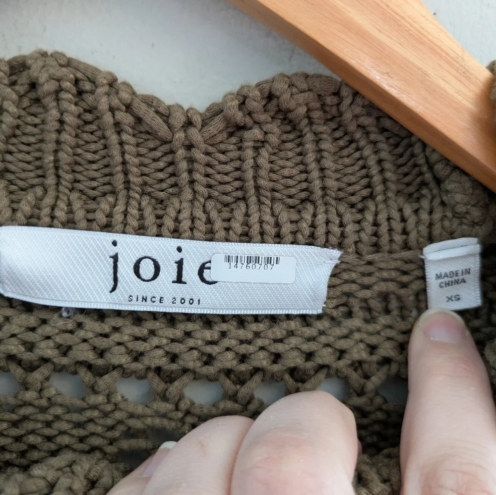 Joie Hockley Olive Knit Ruffle Sweater Size XS